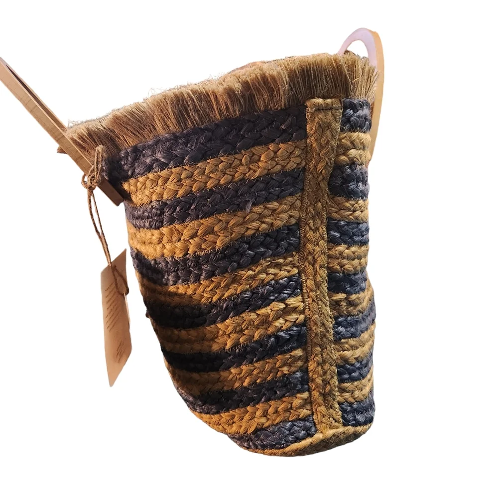 THE AMELIA JUTE BAG - BLUE STRIPE- BEACH BAG - Picture 4 of 8